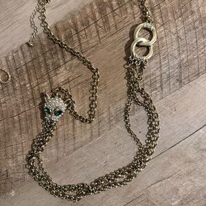 Elegant Gold Jaguar  Head Necklace